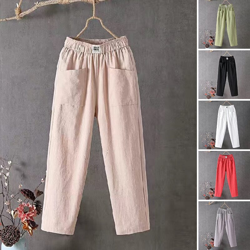 Celena - Casual Linen Blend Trousers