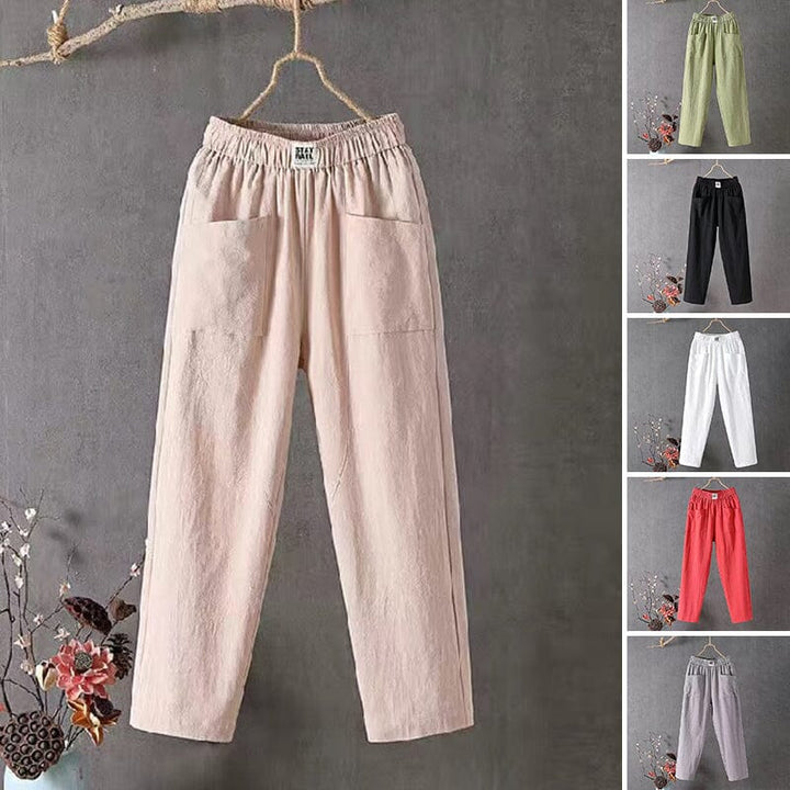 Celena - Casual Linen Blend Trousers