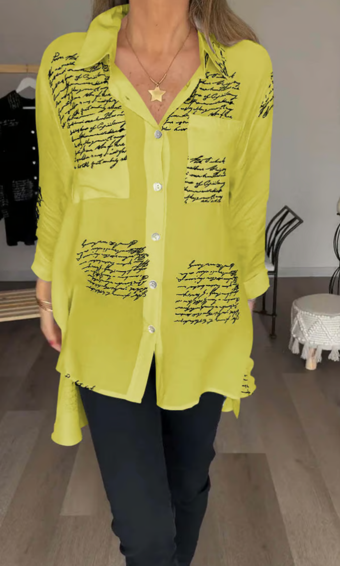 Maika - Bold Letter Print Shirt