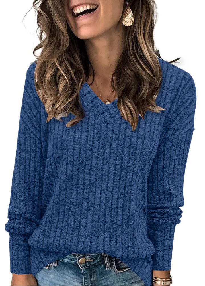 SARA - Women V Neck Oversized Lightweight Knit Sweater