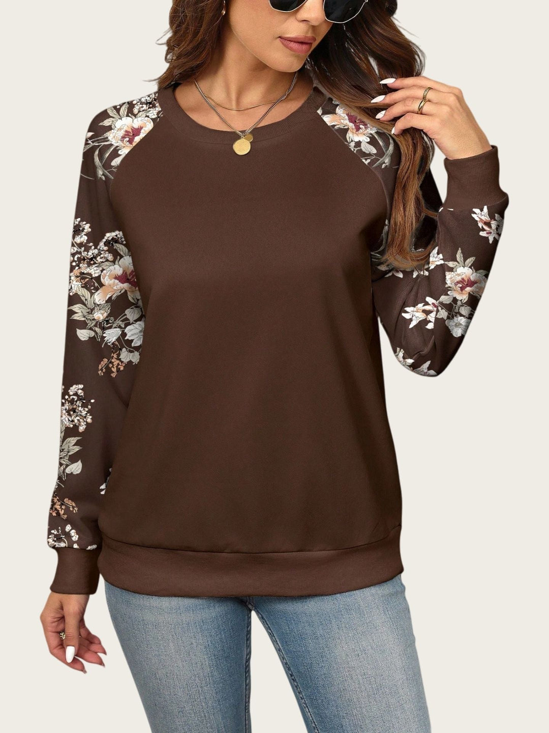Claire™ | Floral Sleeve Soft Knit