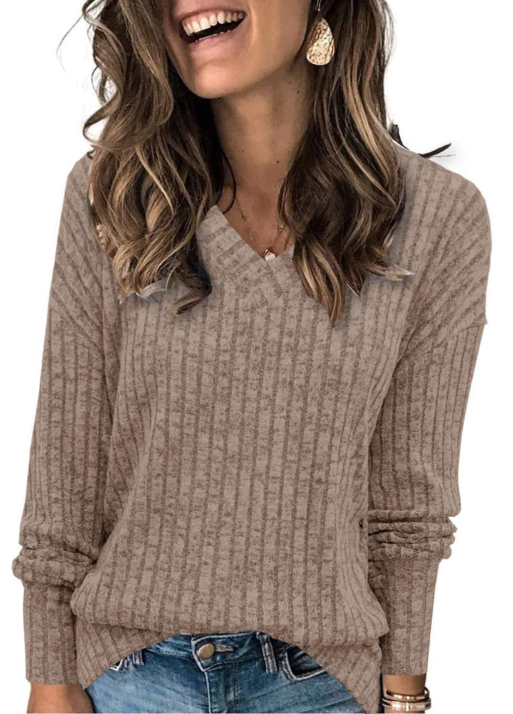 SARA - Women V Neck Oversized Lightweight Knit Sweater