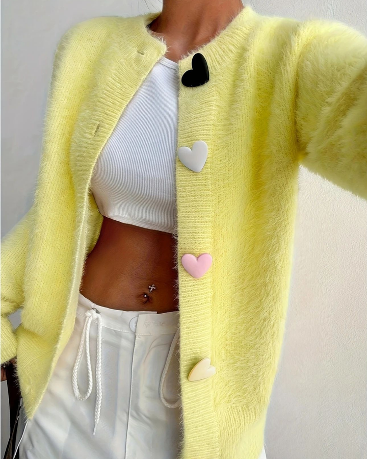 Claire™ Heart Button Cardigan