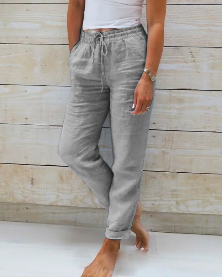 Monica - Luxurious Cotton-Linen Trousers
